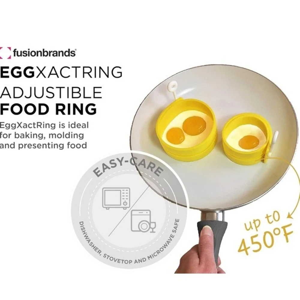 EggXact Ring Adjustable Silicone Egg Ring For Baking, Molding,‎ And Presenting.